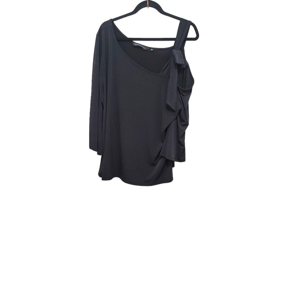 Collen Lopez Black Geometric Smocked Convertible Top Size 2xl - Picture 1 of 8